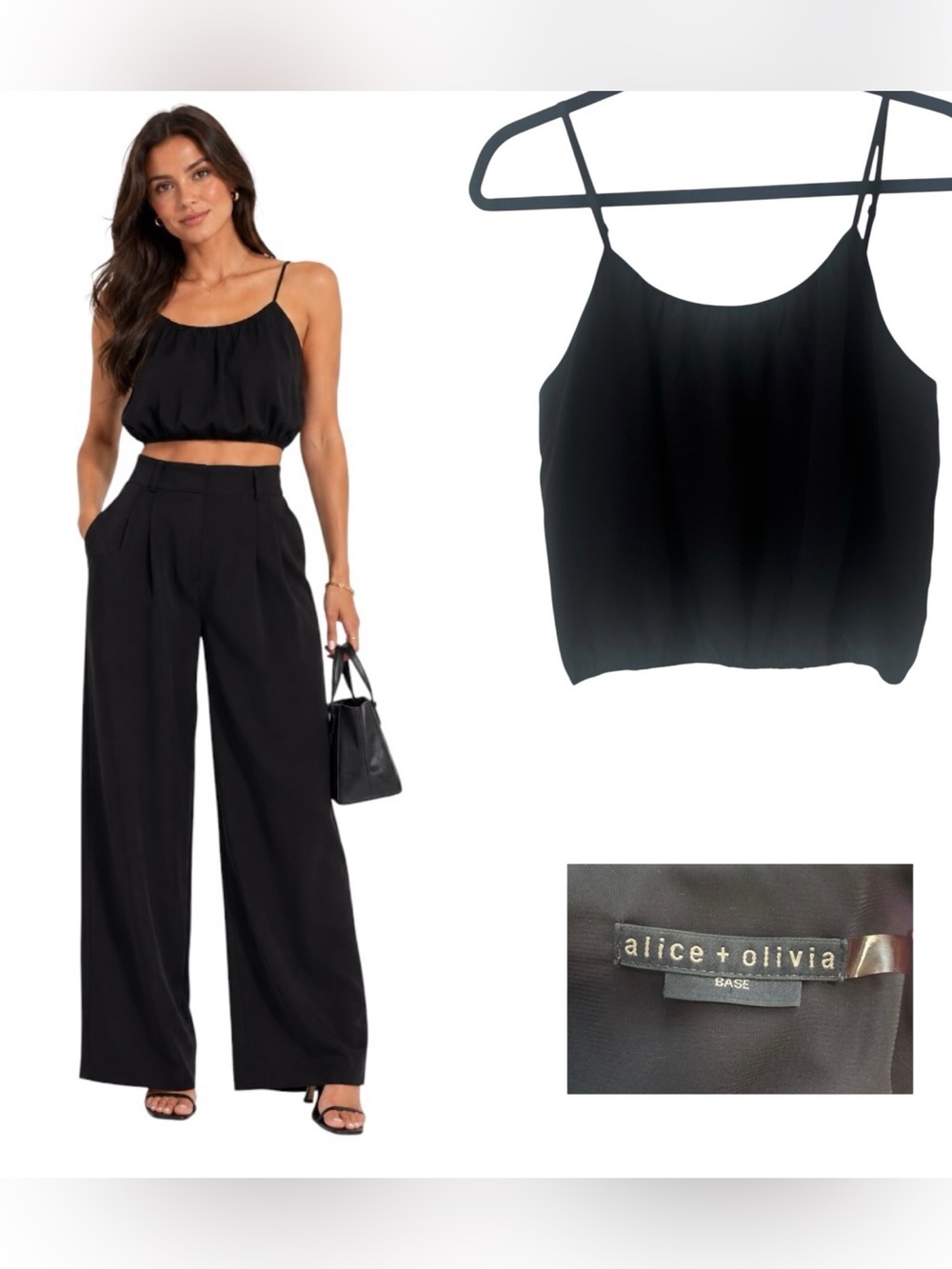 Alice + Olivia Silk Spaghetti Strap Cropped Cami - Picture 1 of 5